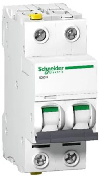 Schneider Electric Acti9 iC60N 2P 32A Dobbelt terminal C-karakteristik 6/10kA 230V Bredde 36mm